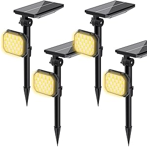 JSOT Solar Outdoor Lights - 4 Pack Solar Spot Lights Spotlights for Outside Landscape Lighting for Garden Tree Yard Pathway (Warm Light)
