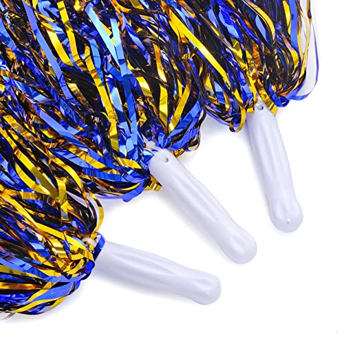 baotongle 12 PCS Cheerleading Squad Spirited Fun Poms Pompoms Cheer Costume Accessory for Party Dance Sports (Blue Gold) by baotongle - Used condition - Image 7