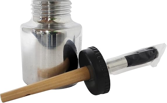 Rema Tip Top No. 6020 Aluminum Cement Dispenser Can with Brush Top Lid and Wood Handle, 1 Quart Capacity.