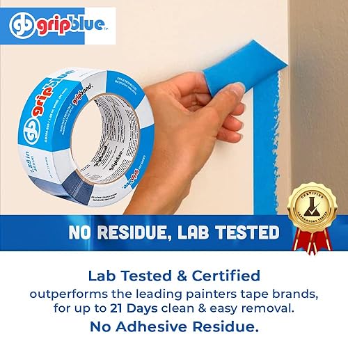 Miniatura 49 de Blue Painters - Cinta adhesiva de 2 pulgadas de ancho, a granel, 24 rollos de cinta adhesiva, "grado profesional", produce líneas exactas en paredes