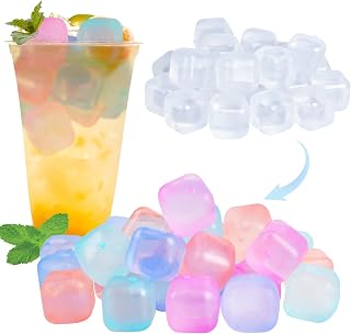 VOGVOG 80 Pack Color-Changing Reusable Ice Cubes - BPA-Free Square Plastic, Non-Diluting for Whiskey, Wine, Cocktails, Coffee