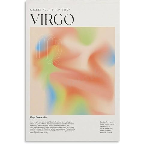 Twelve Signs Virgo Gradient Halo Poster Canvas Painting Wall Art Poster for Bedroom Living Room Decor 12x18inch(30x45cm)
