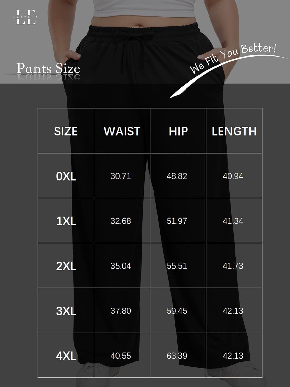 Lastshe Women's Plus Size Pants Elastic Waist Casual Wide Leg Knit Pajama Drawstring Pull On Lounge Straight Trousers - Image 5