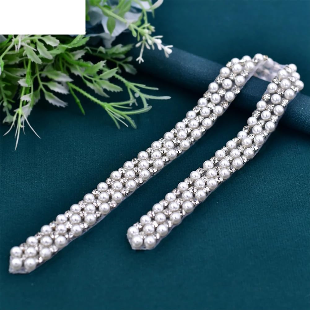 Cinturón de boda hecho a mano, elegante banda de perlas para vestido de fiesta, apliques de diamantes de imitación, accesorios de boda