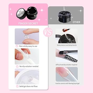 Solid Builder Gel for Nails Hard Gel 4 in1 Clear White Non-sticky for Nail Extension with Art Tools for DIY Nail Thickening Solution 5g