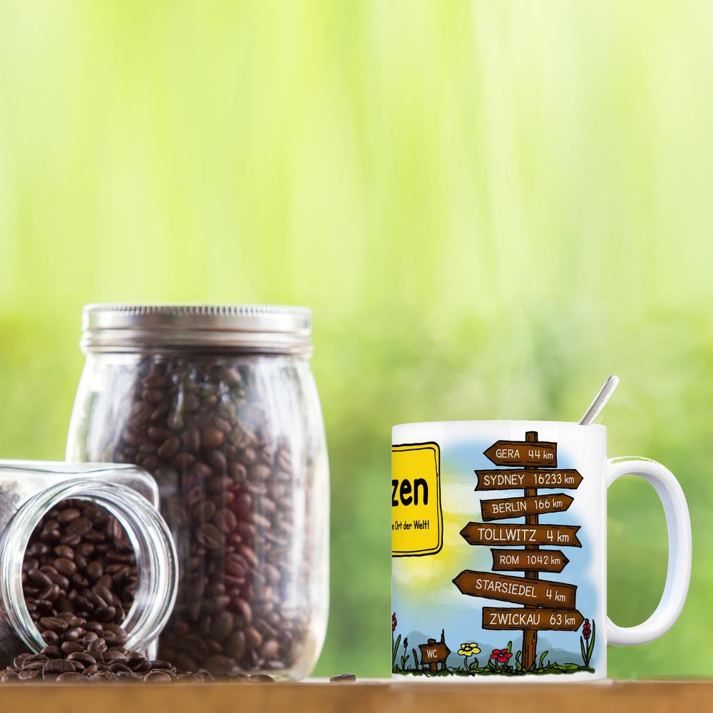 Zwenkau Kaffeebecher – „Einfach Die Geilste Stadt Der Welt“ Mit Wegweisern, Keramik, 300 Ml
