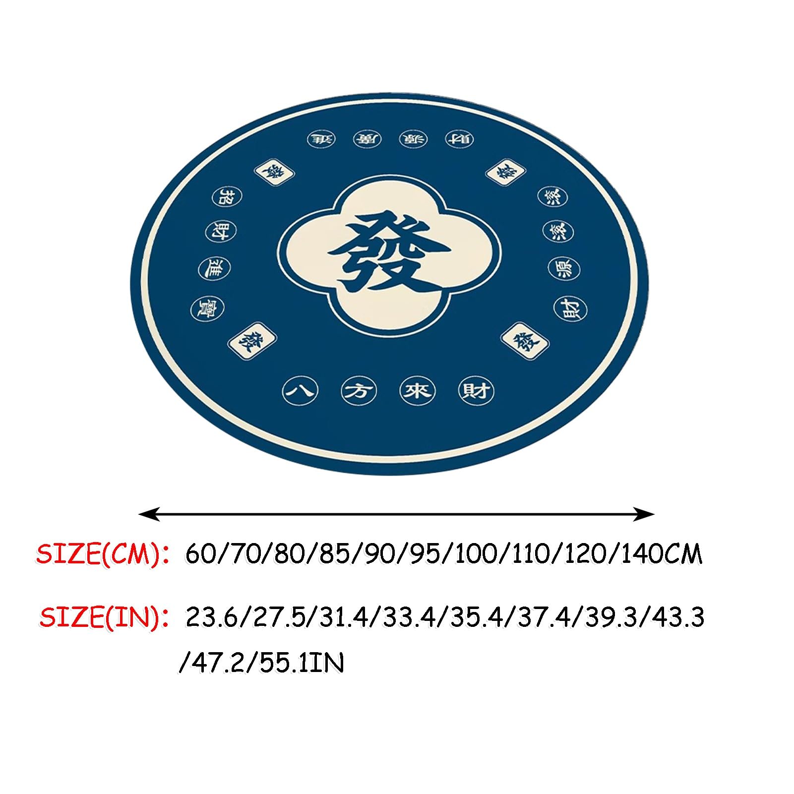 Mahjong Mat antypoślizgowa, redukująca hałas osłona stołu, w zestawie z torbą do przechowywania, do gier karcianych Mahjong Poker (niebieska, 80 cm)