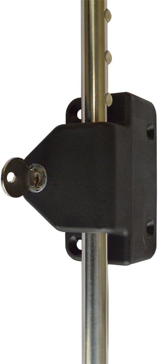 Black 24 Inch Key-Lockable Stainless Steel Drop Rod | Keyed Alike | NW38305KL-24SSB