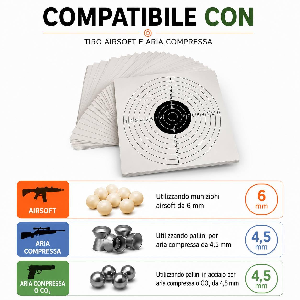 Raccogli proiettili Tiro Al Bersaglio, Ingoio Palle, Palle Per Bersaglio Da Caccia, Per Softair, Fucili Ad Aria Compressa. Con 50 Bersagli Standard 14 * 14 cm, Materiale In Acciaio
