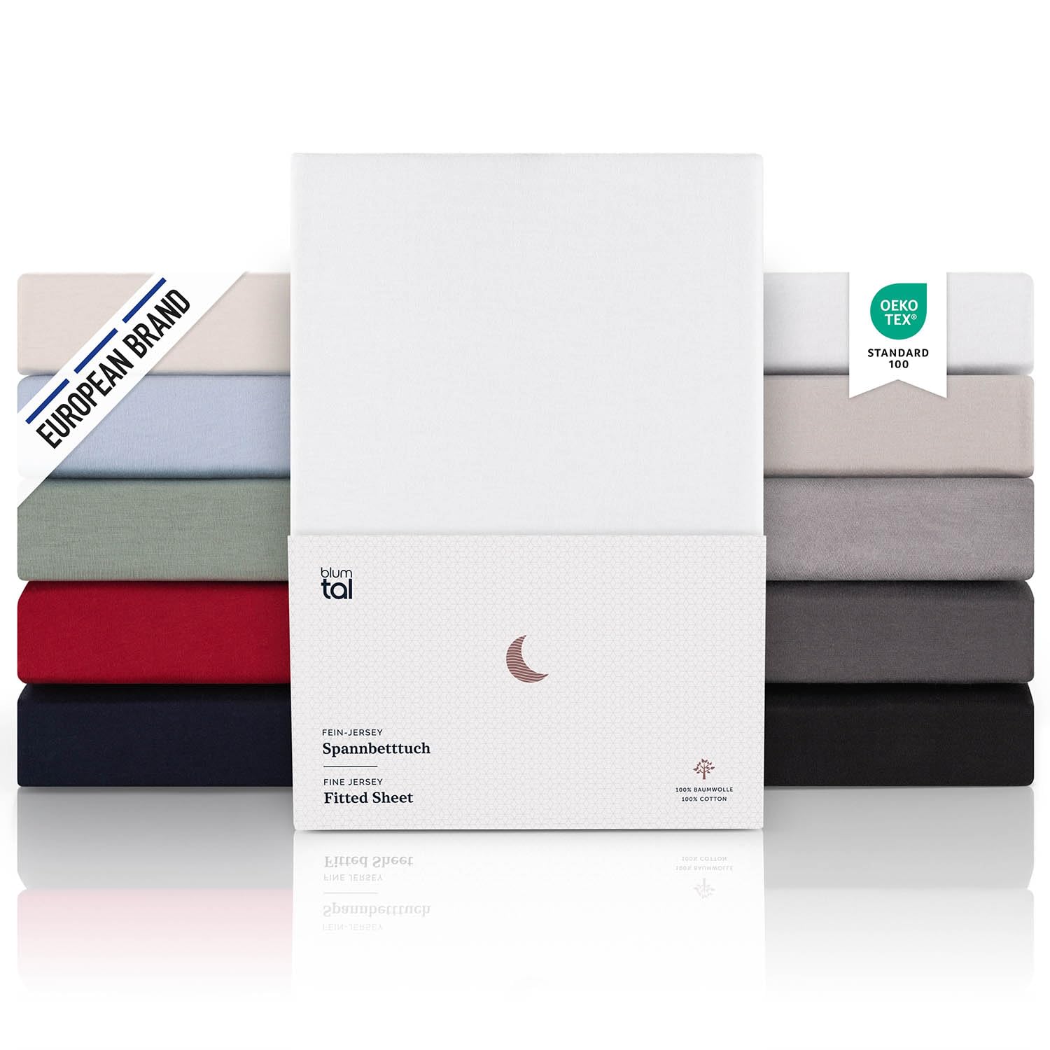 Blumtal Juego de 1 Sábana Bajera Ajustable Premium 150 g/m² - Sábana Bajera Super Suave 100% algodón Franela, para colchón de 45cm de Altura, Blanco, Cama 150: 150/160 x 190/200cm