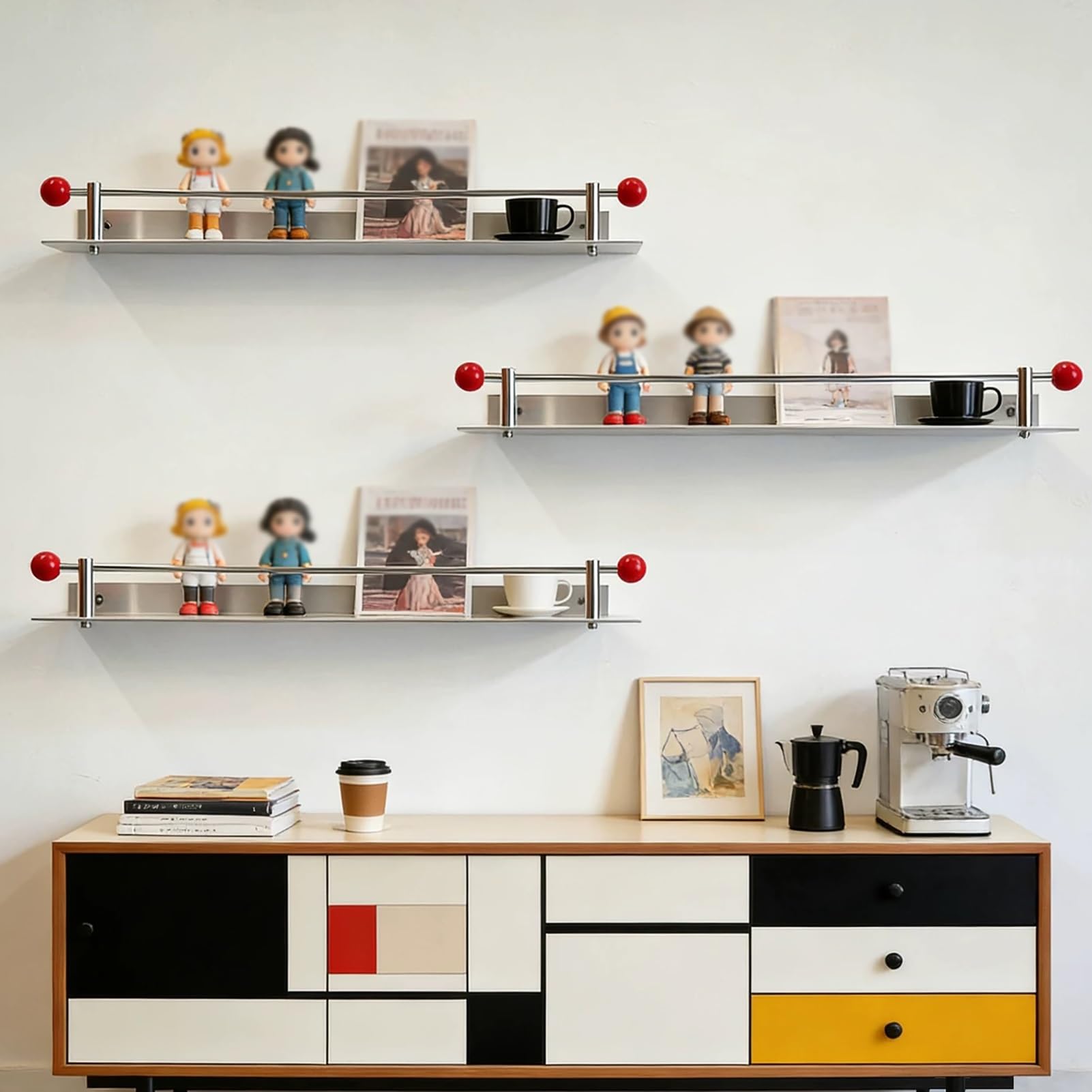 Portariviste da parete, scaffale sospeso per libri, porta dischi per negozi al dettaglio, sala d'attesa e centro commerciale, 80 cm