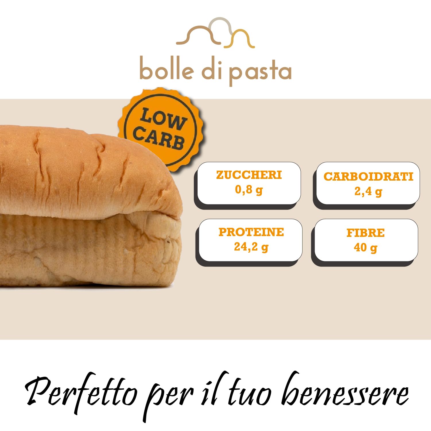 Bolle di pasta® Pan Bauletto Low Carb – Pane Artigianale e Naturale, +30% Proteine, Solo 2,4g Carboidrati – Adatto a Diete Keto, Iperproteiche, Diabetiche – Confezione da 260g (1 o 3 Pezzi) (1 Unità)