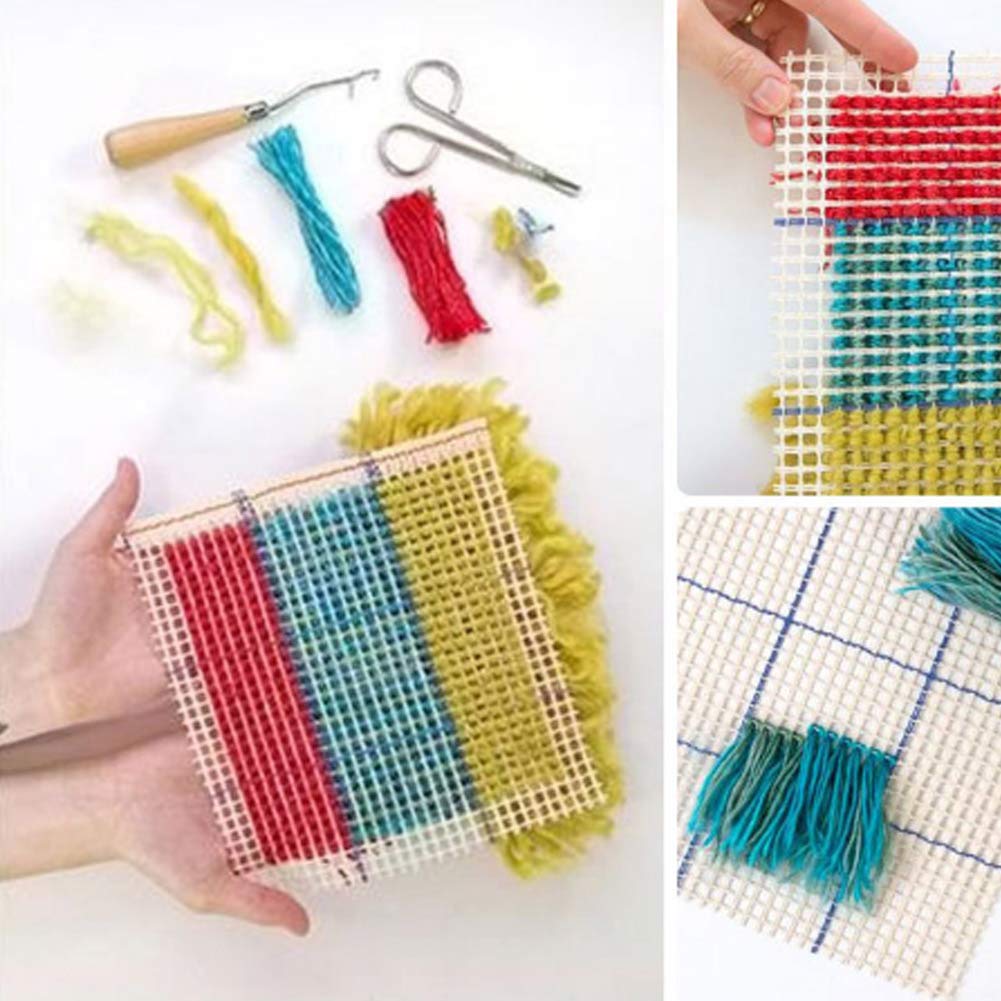 DIY Tapis Serrure Cheveux Armure Tricotage Blanc Tapis Tissage Tricotage Loquet Crochet Crochet Aiguille Pour Tapis Faire Tapis Kit