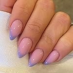 Purple French Tip Press On Nails - Almond Shape, 30pcs, 15 Sizes, DIY Acrylic Gel Finish, Natural Thick Extra Short