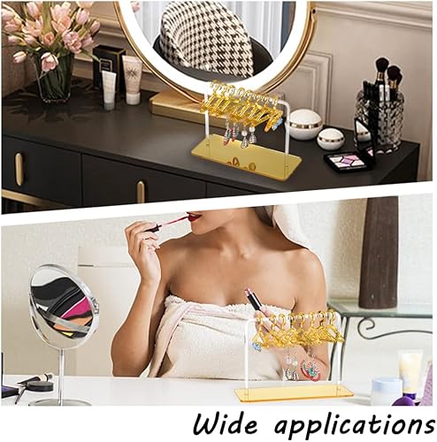 Vista 3 de PH PandaHall Soporte para aretes, exhibición de joyas en forma de caballo de tela, organizador de aretes colgantes dorados, estante de exhibición