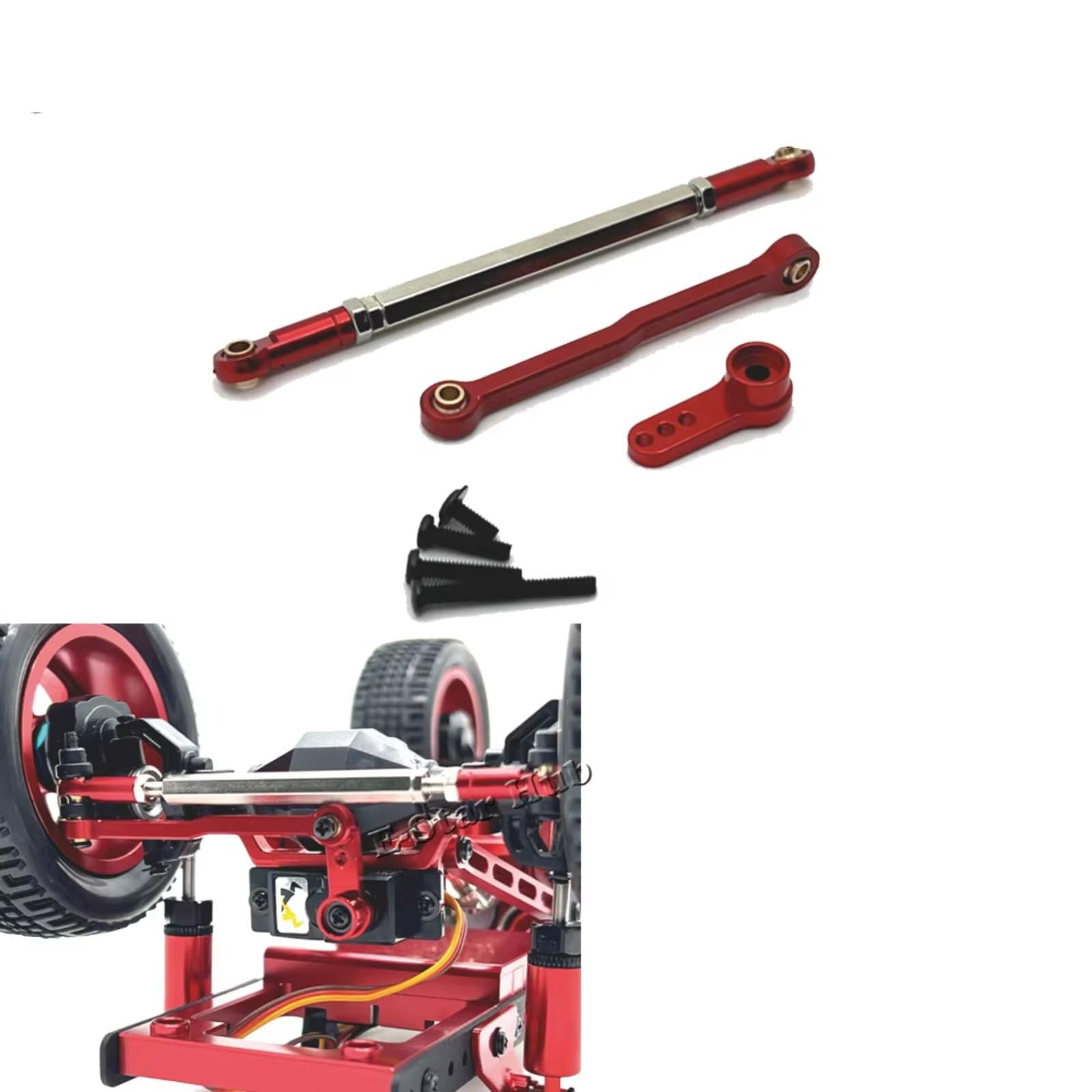 Rc Special Connecting Rod for Mn168 for Mn82 for Mn78 D90 D91 D96 for Mn99S Steering Rod Servo Arm Rc Car Tracked Vehicles Parts and Accessories Upgrades Replacement Use(Red)