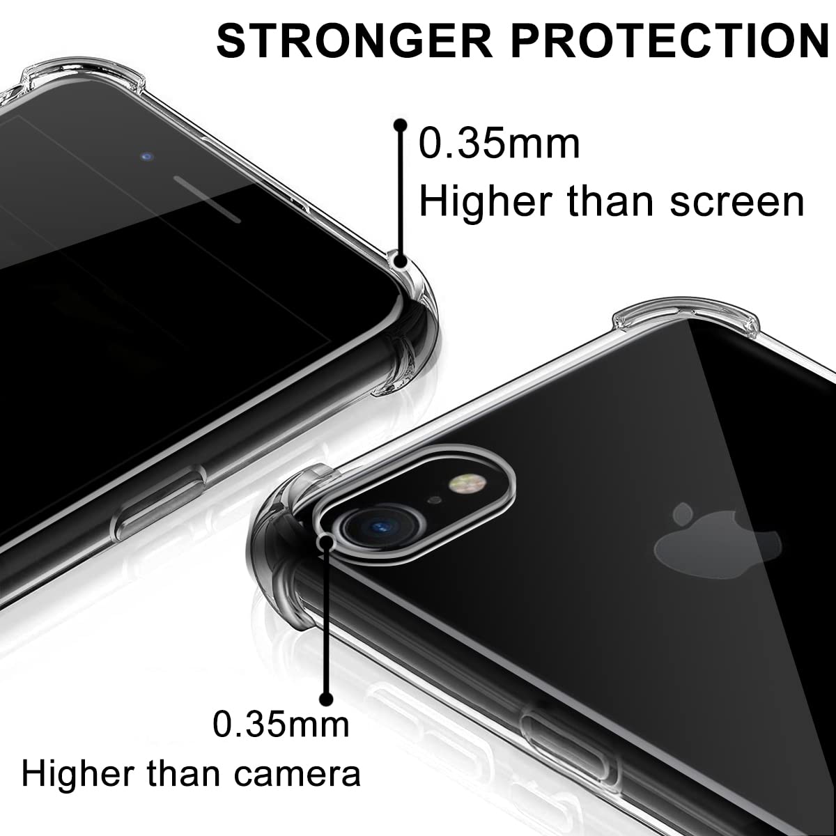 Custodia A Tracolla Per IPhone 7/8/SE 2020 - Trasparente Con Cordino Nero - Mani Libere E Protezione