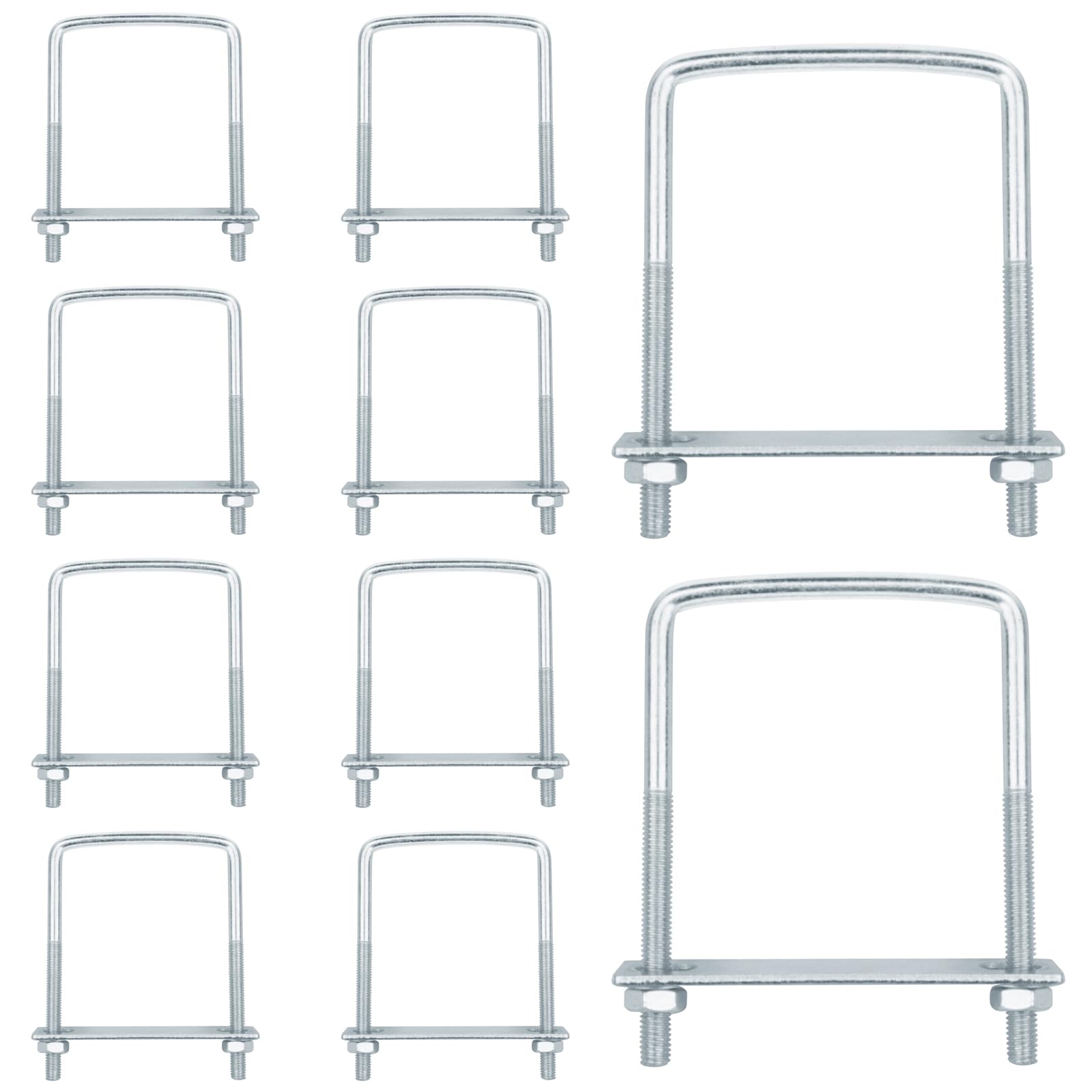 YIDU69Q 10 Pcs 3 Inch Wide Square U-Bolt, 5/16'' x 3-1/8" x 4-1/4"