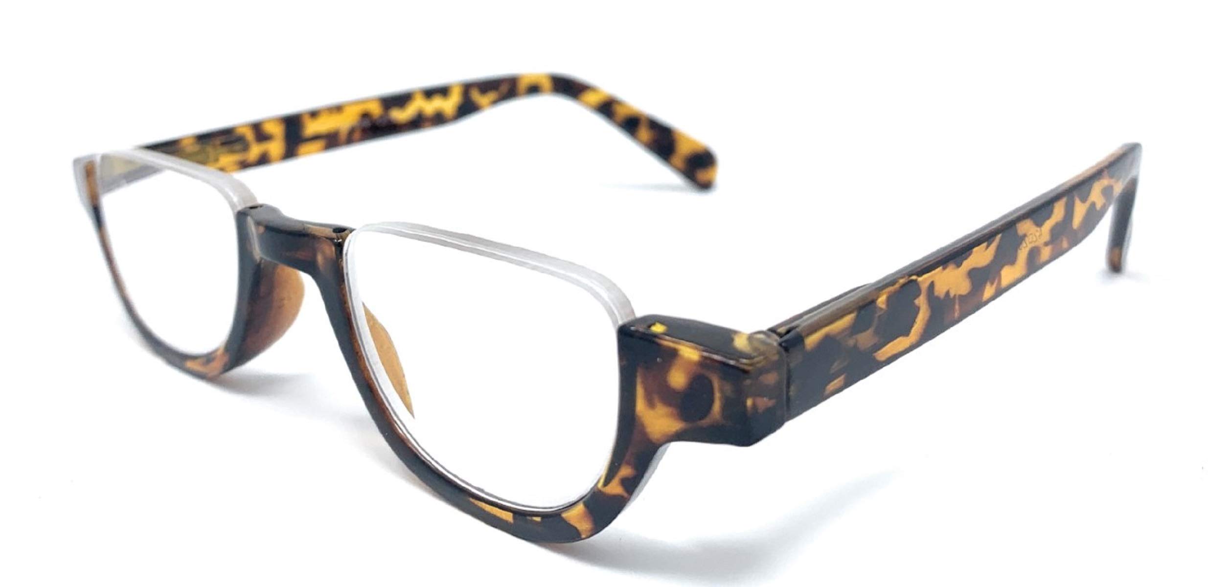The Noble Semi-Rimless Half Reader Half Moon Reading Glasses, + 2.25 Yellow Tortoise