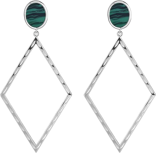 925 Sterling Silver Malachite Dangle Earrings For Women Vintage Style Malachite Gemstone Jewelry for Women Dangling Deep Green Stone Stud Earrings