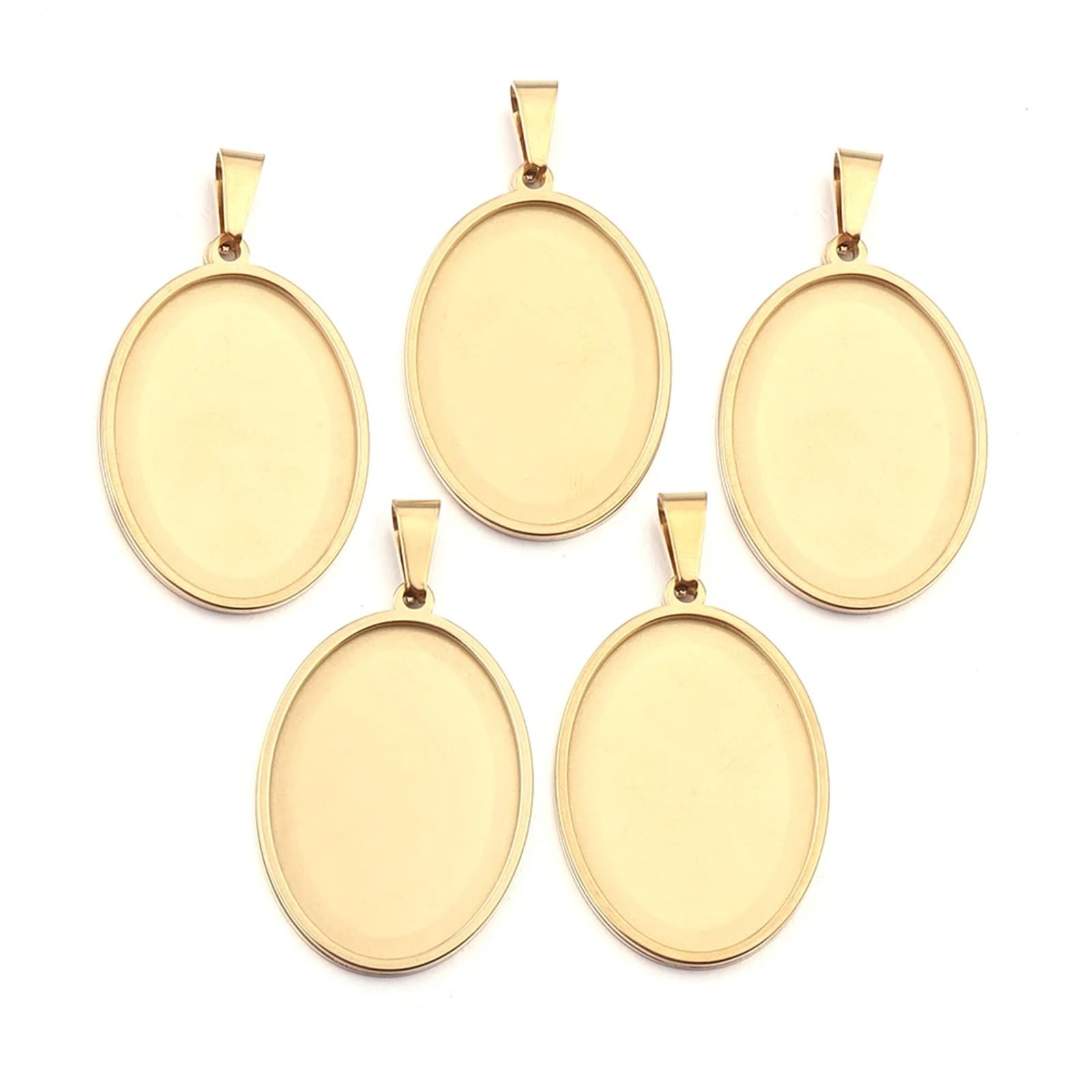 IULGFSC Pendant tray， Oval Stainless Steel Pendant Trays(Gold 25x35mm)