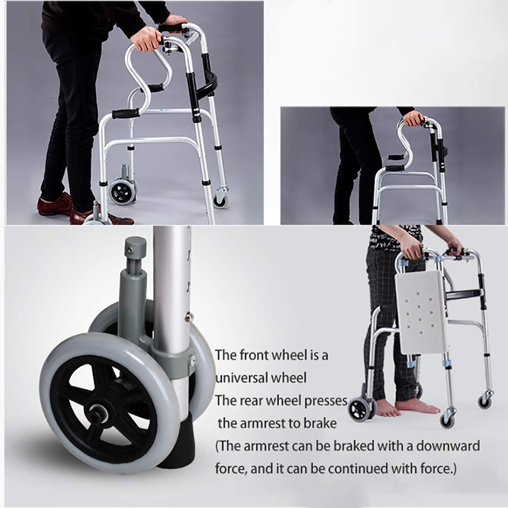 Cesta para Andador para Ancianos, Silla con Inodoro con Ruedas Multifuncional para Ancianos Cesta para Andador para Ancianos Cesta Plegable 8 Ajustes de Altura con Freno para Cada
