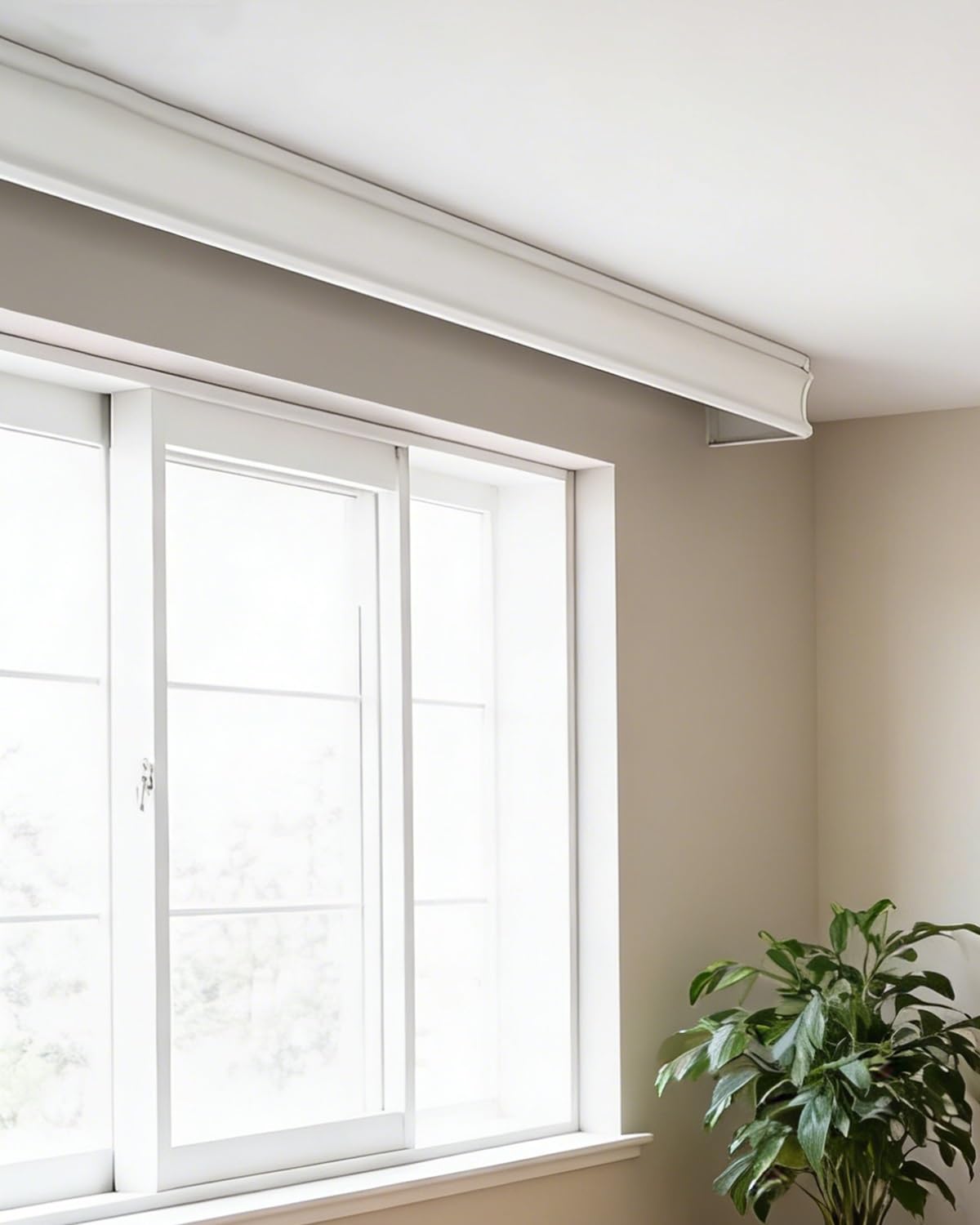 Karnisz Podwójny Karnisz Sufitowy Z Maskownicą, Nowoczesne Listwy Ozdobne Do Okien, Panel Maskujący Do Zasłon Do Salonu/sypialni/hotelu(White,140cm (4.6ft))