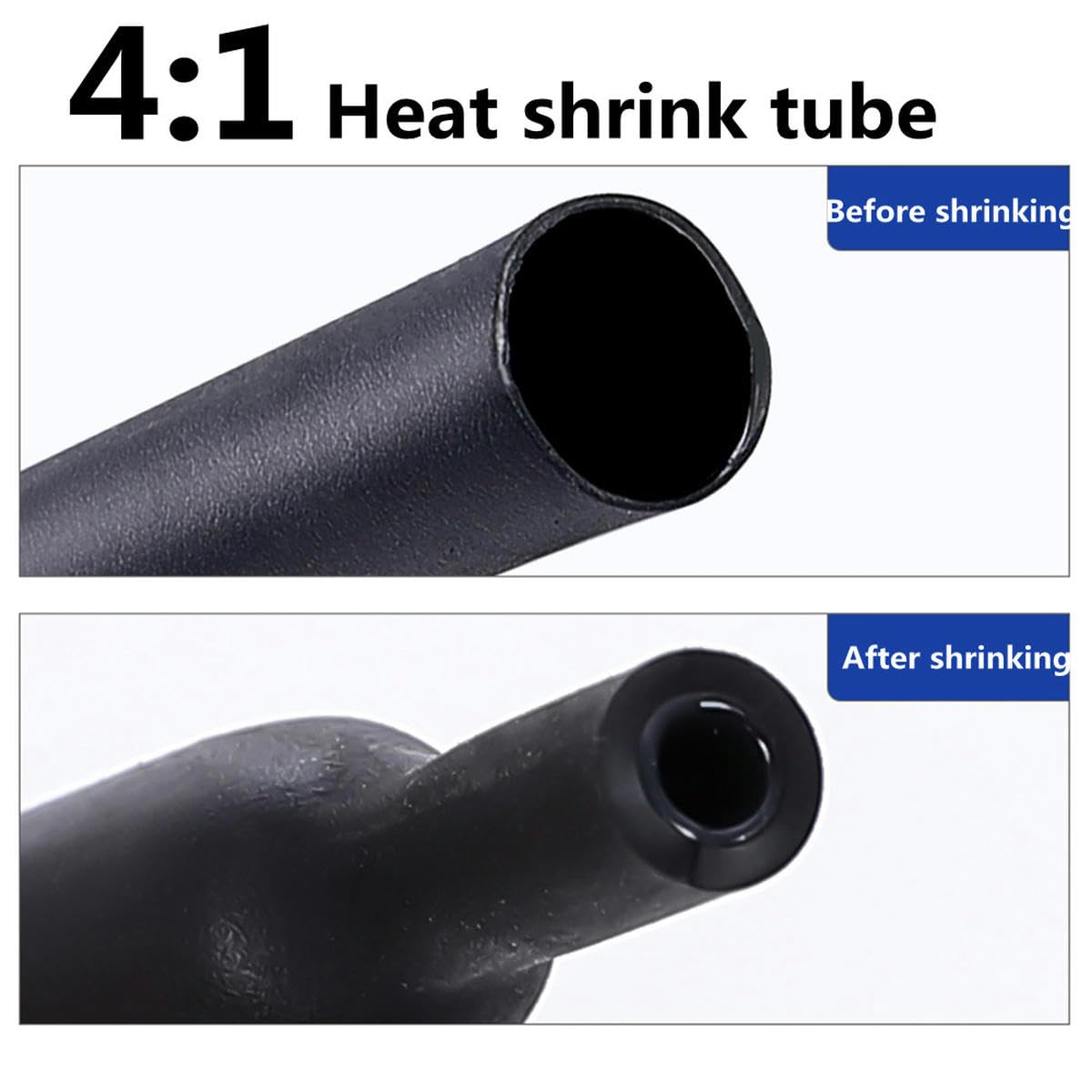 rétrécissement élevé4:1 Tube thermorétractable avec colle Tube à double paroi Diamètre 3/5/6/8/10/12 mmBoîtier de câble étanche épais-Jaune-52 mm-2 m
