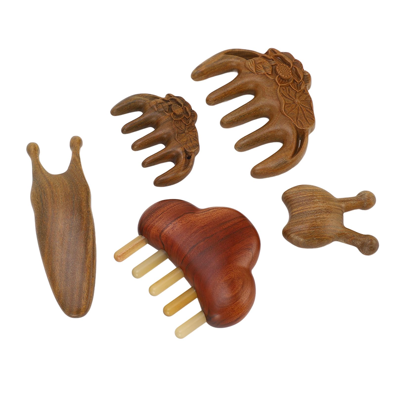 Meridian-Massagekamm-Set aus Holz für die Haarpflege und Kopfhautmassage