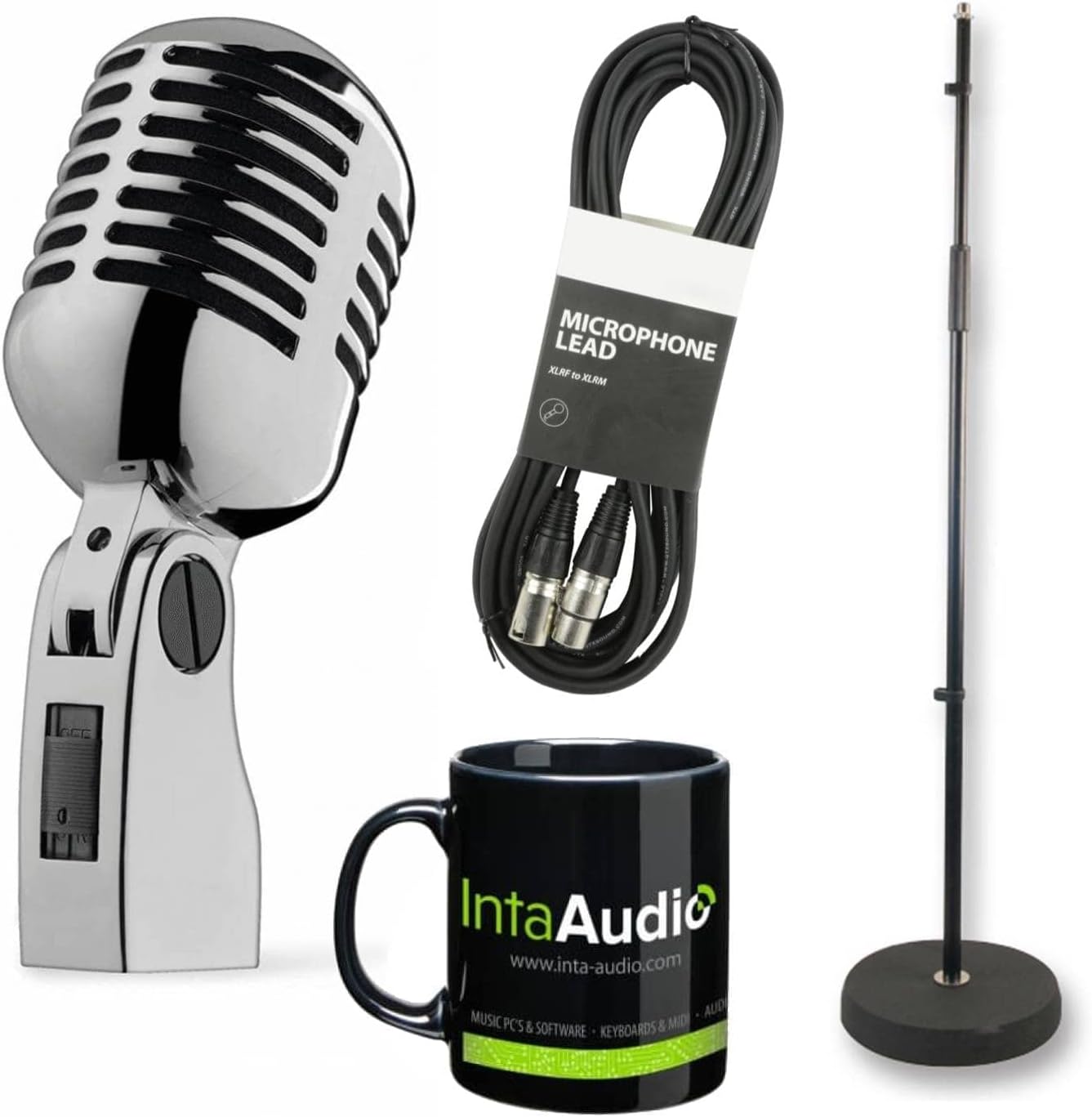Retro 50's Mic Performance Bundle with Stand, Cable & Mug
