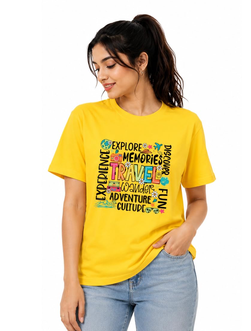 Travel T Shirt for Men & Women | Wander Explore Adventure Graphic Printed Cotton Round Neck Half Sleeve Casual Regular Fit T-Shirt | Vacation Travel Lover Tee-image-43