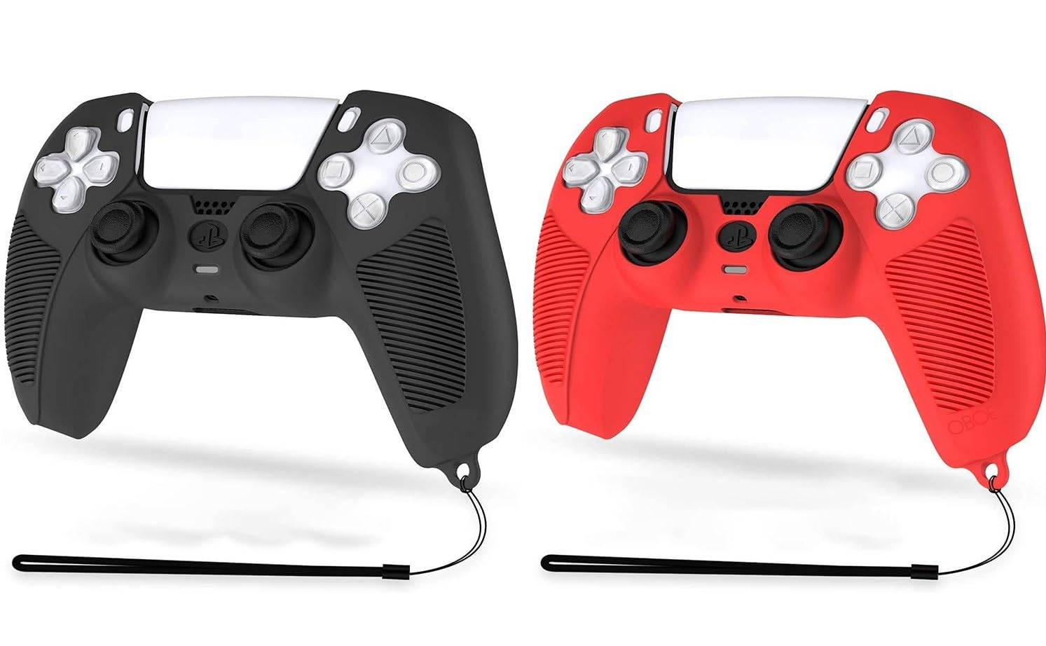 PSS 2Pack Silicone Cover for PS5 Controller, Anti-Slip Shockproof Soft Rubber Protective Case Cover Skin Protector Case Compatible for Playstation 5 DualSense Gamepad with 1 Hand Strap (Black/Red) (B0C8NCFB19) Amazon Price History, Amazon Price Tracker
