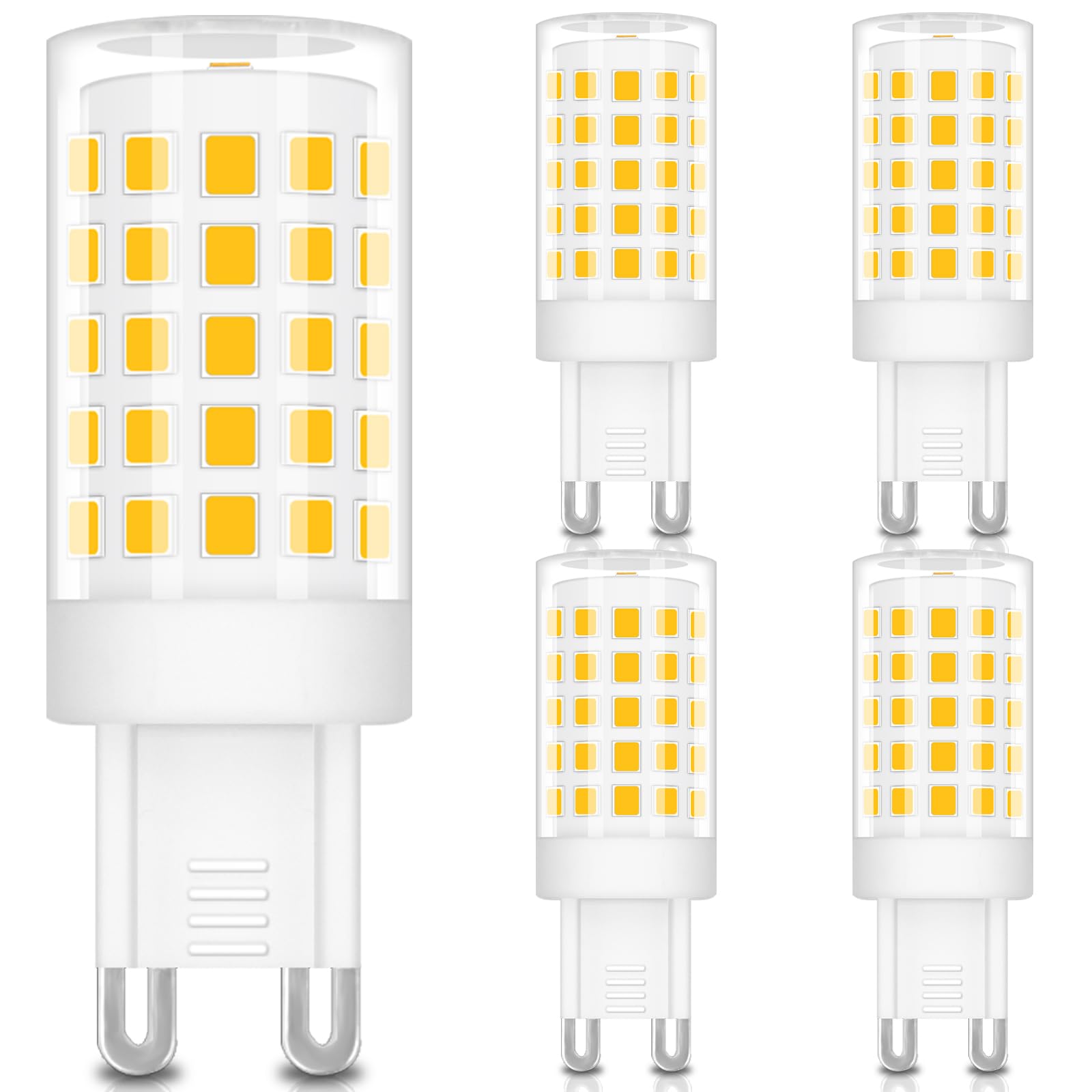 TRIJZHOU G9 Entspricht 40W Halogenlampe LED Lampen 4W, Warmweiß 3000K 430 Lumen, AC 220-240V, Nicht dimmbar Kein Flimmern, Enegiesparende Kleine Birne für Faretti Plafoniere 5 Stück