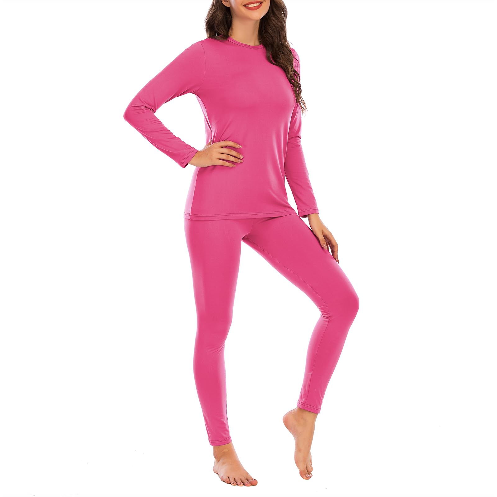 American Trends Conjunto de ropa interior térmica para mujer, pantalones largos para capa base con forro polar para ropa de descanso cálida para invierno