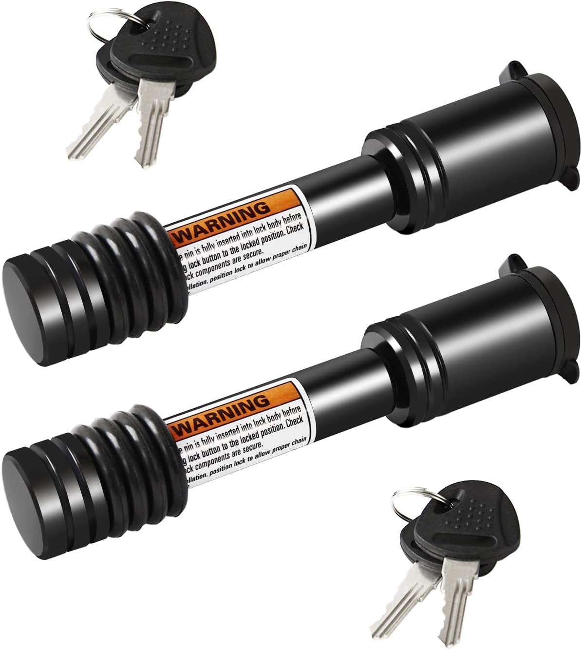 Trailer Hitch Lock, 5/8" Dia Barbell-Style Locking Hitch Pin, Towing Hitch Receiver Lock with Anti-Rattle, Fits 2" Receiver Tubes, Class III & IV Hitch Receivers (2 Pack)