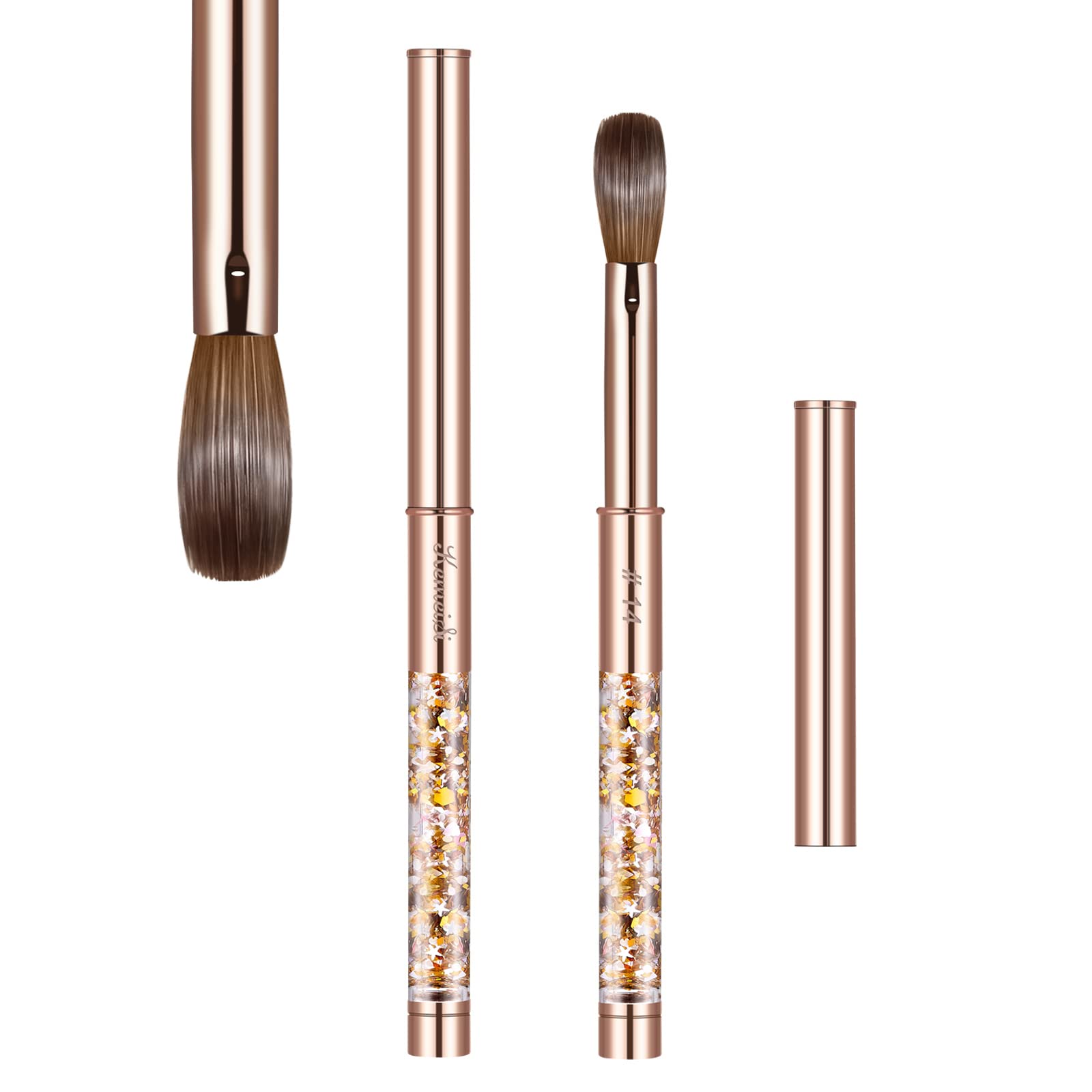 Acrylic Nail Brush Size 14,KEMEISI 100% Pure Kolinsky Nail Art Brushes Sturdy Handle Oval Shaped Acrylic Powder Nail Design Tools for Professional