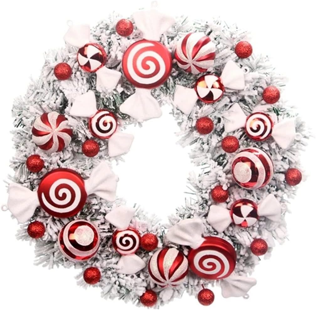 Simulation Christmas Wreath and Candy Decoration Front Door Window Flower Day Party
