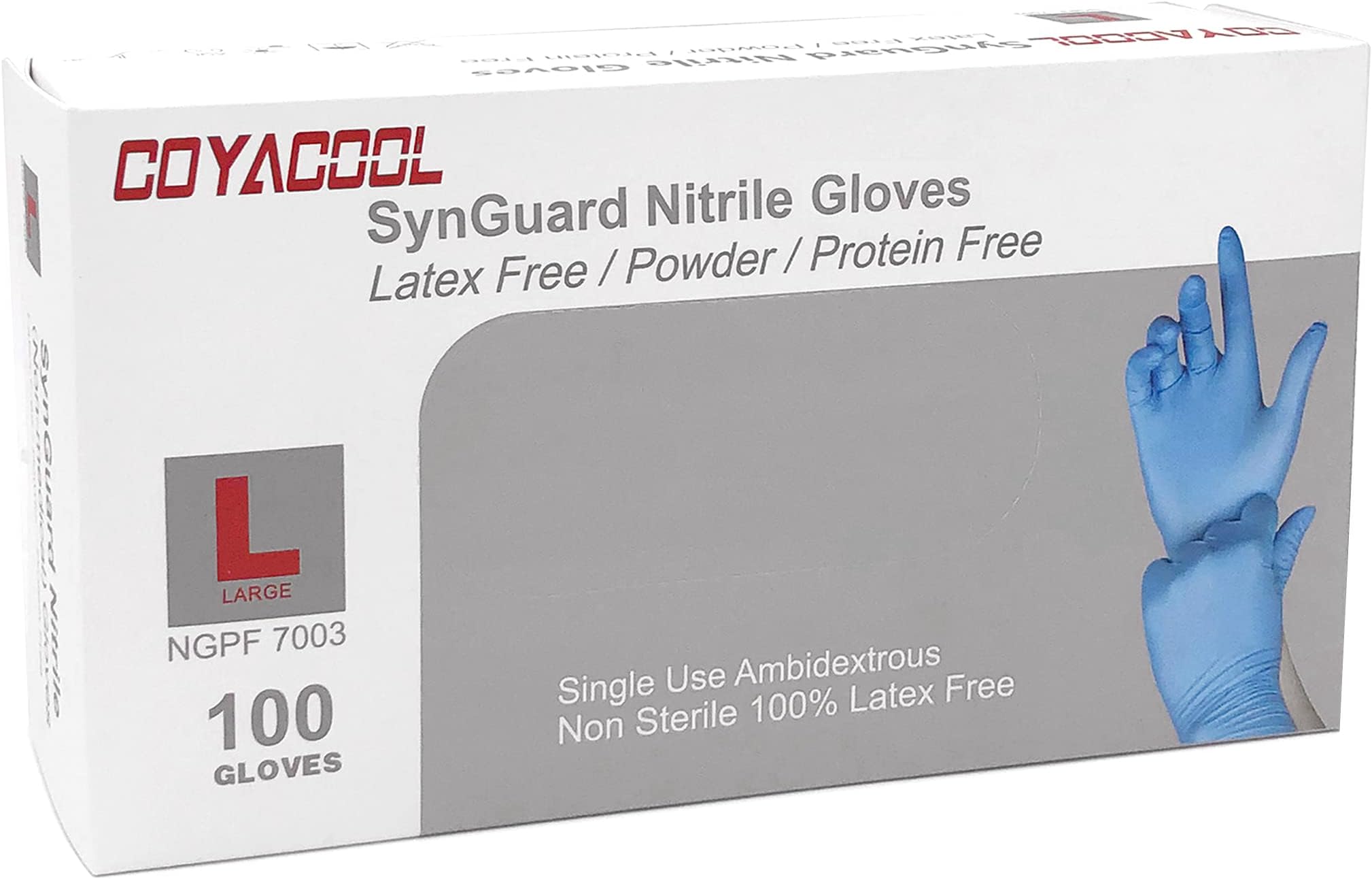 Nitrile Gloves Large, Powder Free, Disposable Gloves, Latex Free,100 Pc. Food Grade Glove, Blue