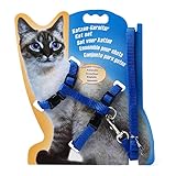 Coleira Para Gatos Com Guia Peitoral Ajustável E Confortável (Azul)