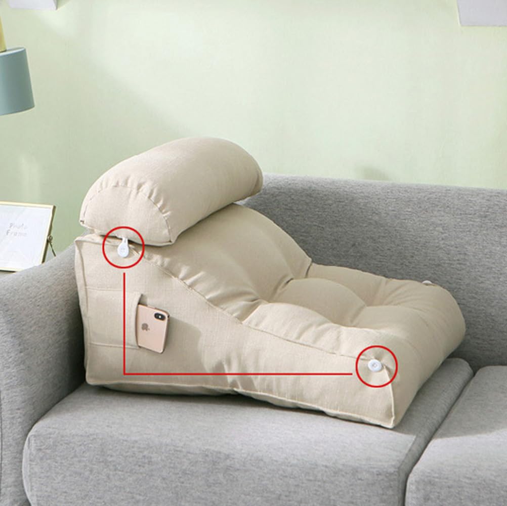PEKITAS Coussin Oreiller Lecture 60x30x50 Cm - Maintien Dos Pour Lit Et Canapé, Housse Lavable Fabriqué En Espagne