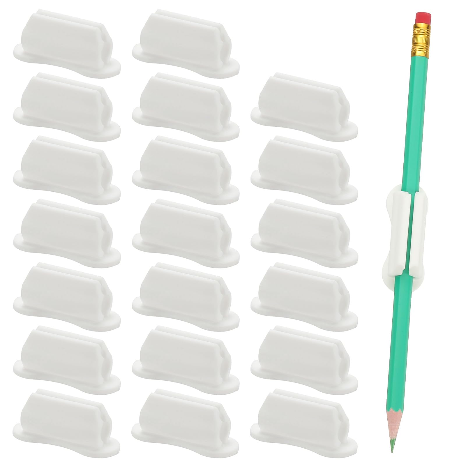 PATIKIL 20 Pcs Adhesive Pencil Holders for Desk, Universal Pencil Clip Silicone Pen Holder Office Desk Pen Organizer for Wall Clipboard Teacher