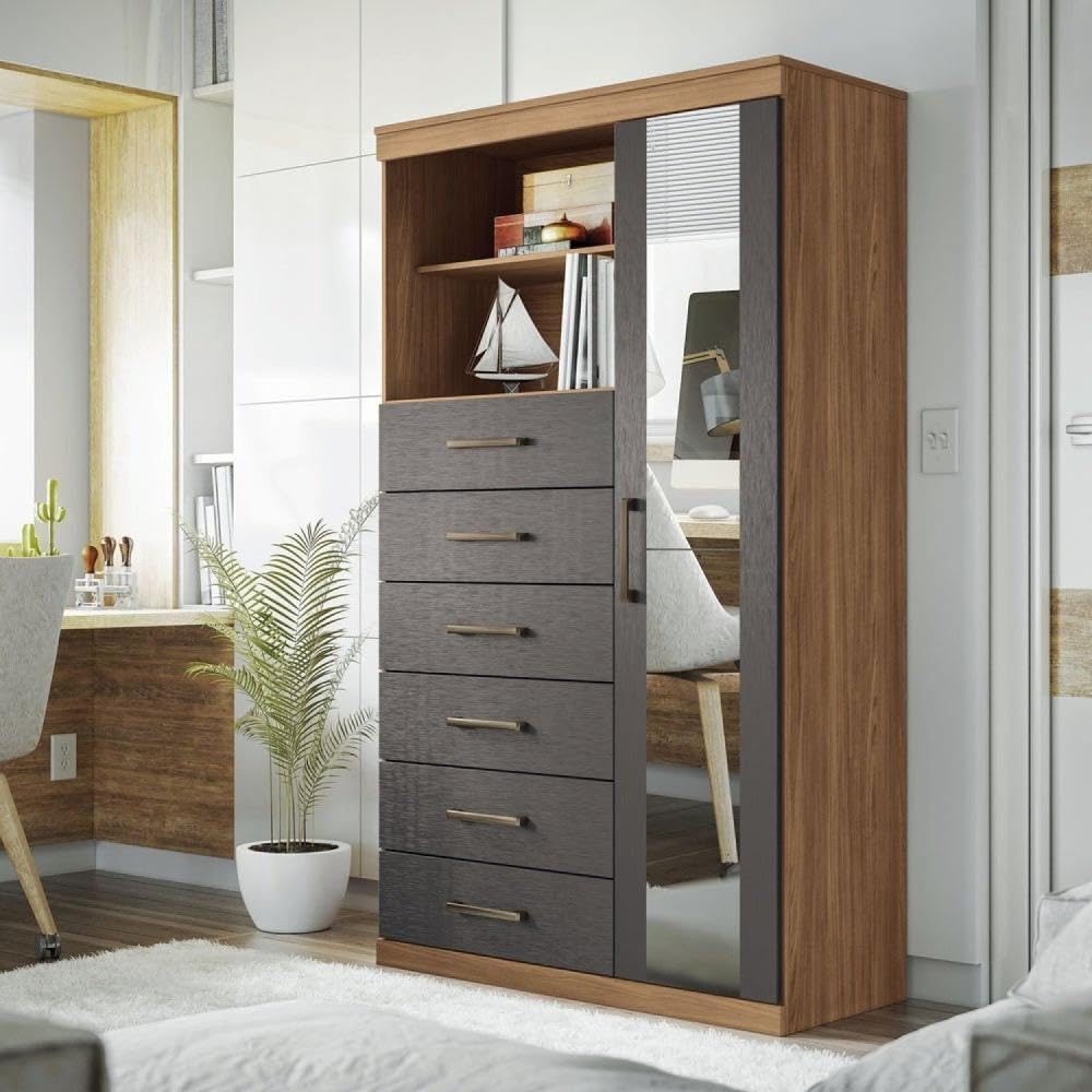 MadeiraMadeira Multi-Chest of Drawers Marabá with Mirror, front view
