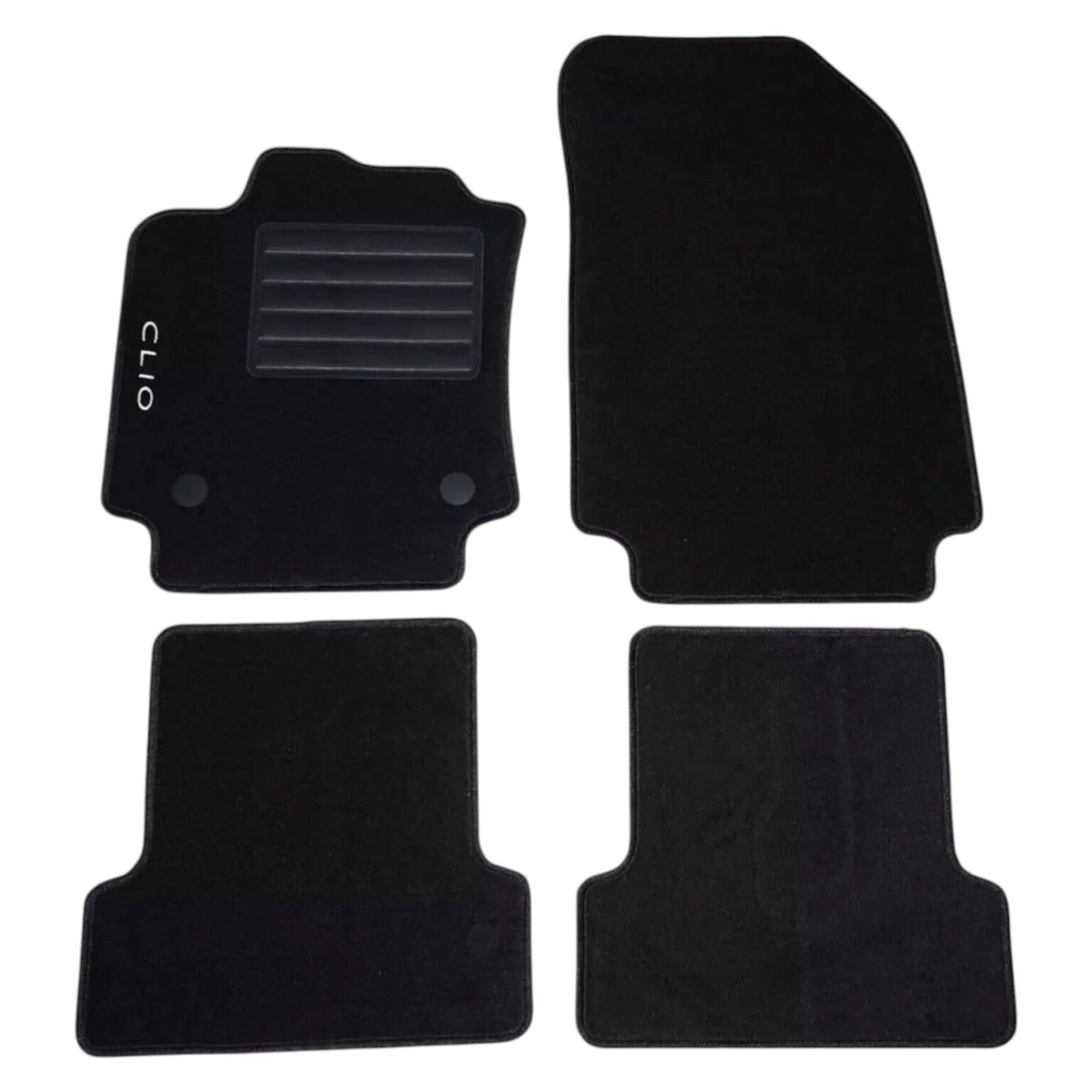 Set 4 Tappeti in Moquette Adatti per CLIO IV 2012-2019 con 2 Attacchi - Compatibli NON Originali, con Bottoni di Fissaggio, con Battitacco cucito e antiscivolo