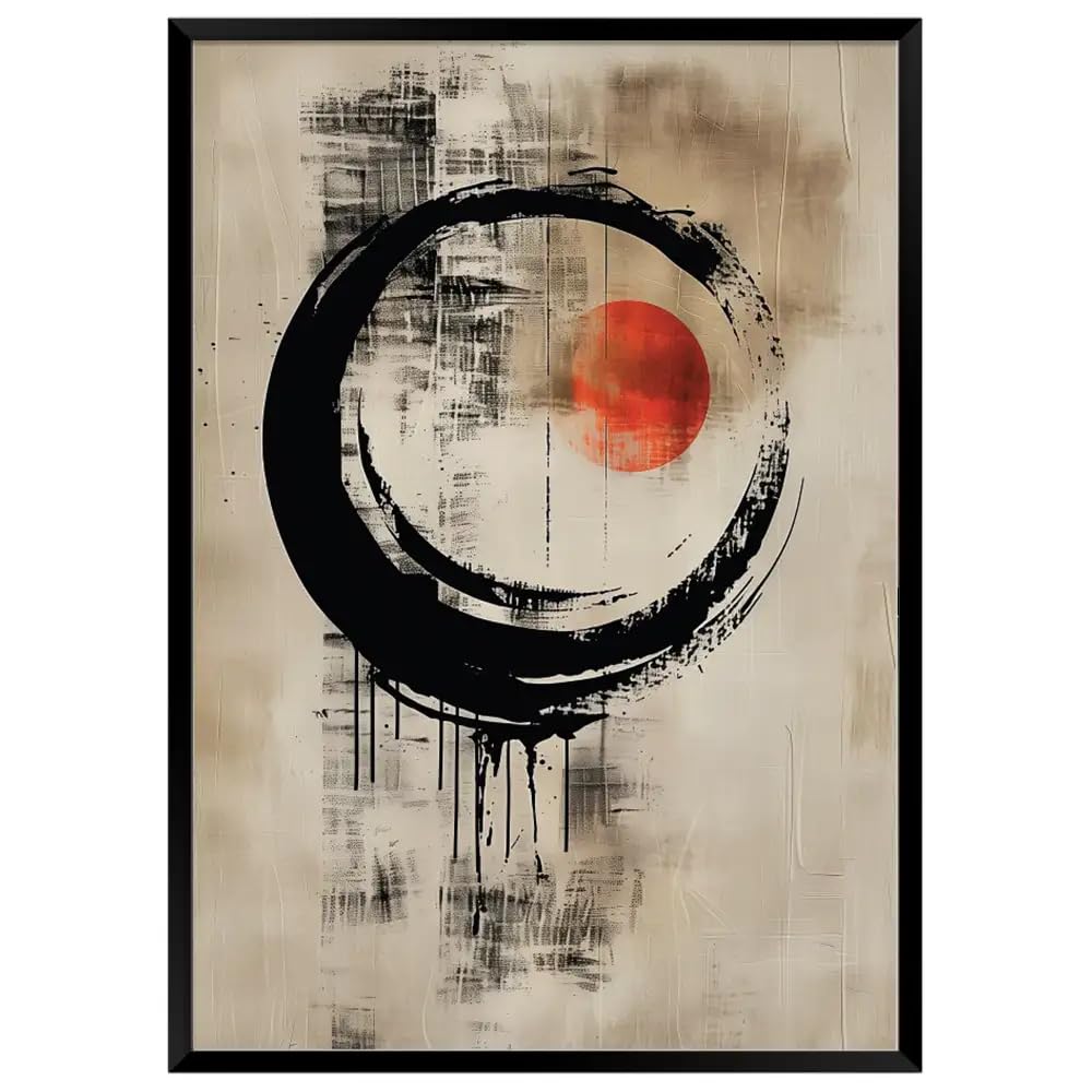DekoArte – Cuadro decorativo pared 40x50 cm | cuadro con marco de madera negro incluido estilo Japanji | Elegancia japonesa hecha en España