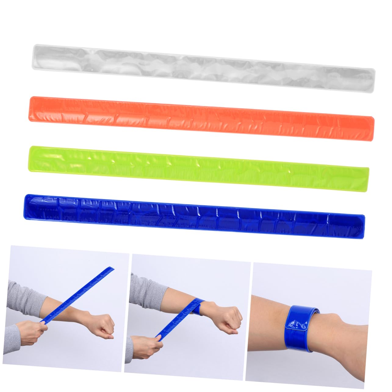 Toddmomy 8Pcs Reflective PVC Slap Bands for Night Running Safety Wrist Bands for Walking Hiking Jogging High Visibility Color Randomization