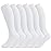 +MD 6 Pairs Compression Socks (15-20mmHg) for Women & Men - Cushion Knee High Socks for Running,Medical,Athletic,Nurses,Travels,Edema,Anti-DVT,Varicose Veins, Shin Splints 6White 10-13