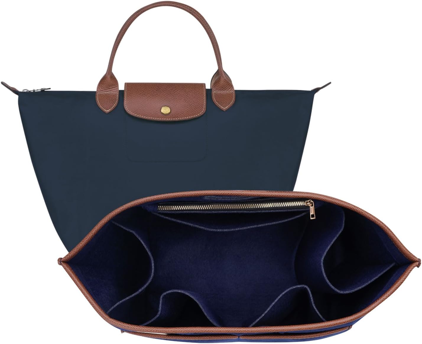 ZTUJO Premium Felt LongChamp Organizer Insert, Compatible with Longchamp Le Pliage Energy, Shoulder Bag, Top Handle, Xtra (Navy Blue, Medium)