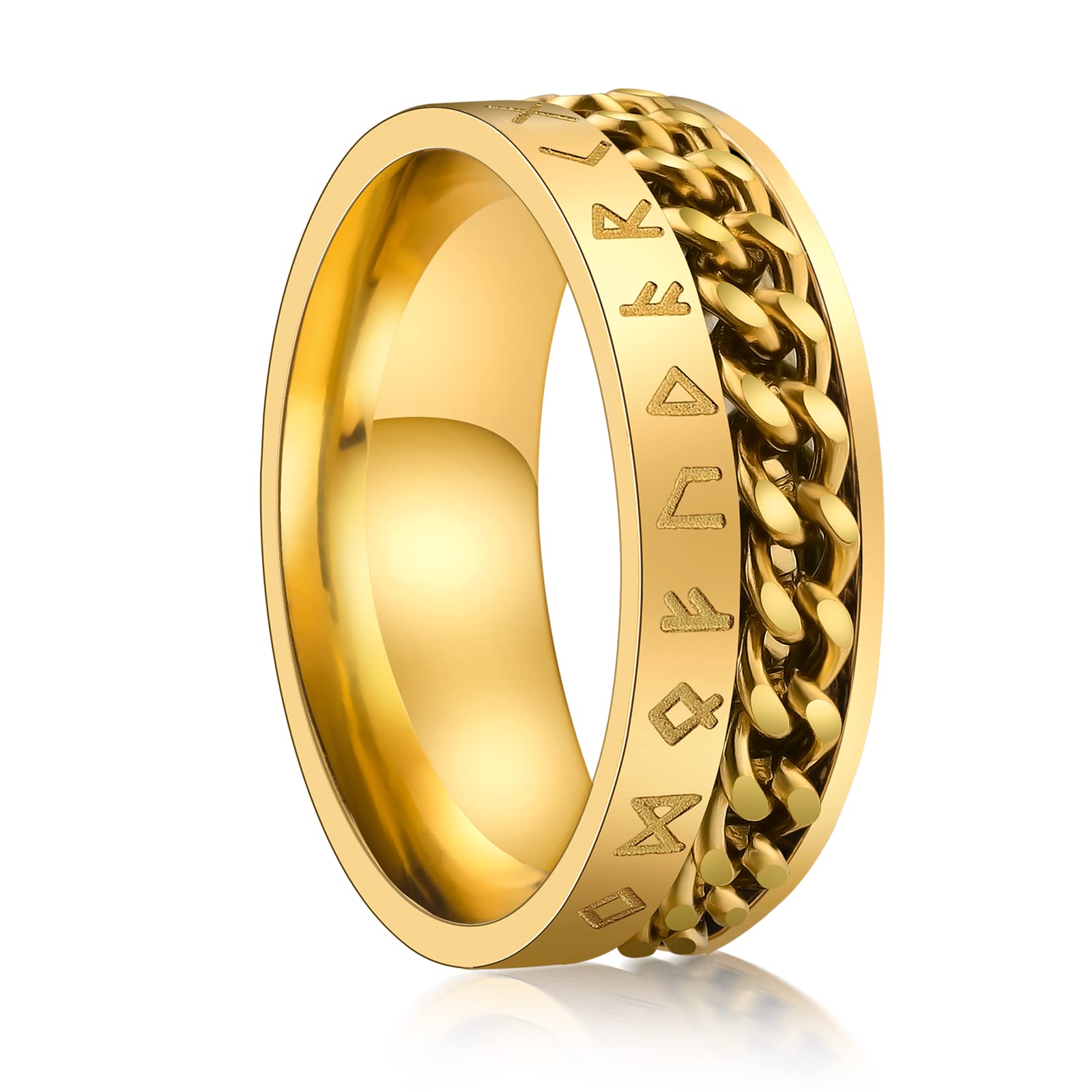 liforlove Anillo giratorio de acero inoxidable con números vikingos, anillo de rotación, anillos de ansiedad, regalo para hombres, mujeres, novio y adolescentes