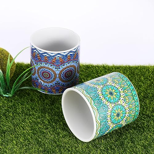 Pot de fleurs mandala céramique YARNOW : l'élégance artisanale pour vos bonsaïs