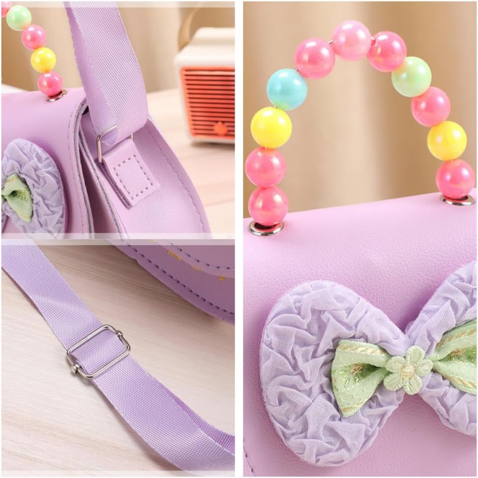 Cute handbag, rainbow beaded handle and bow bag,girl's cross-body bag image 5